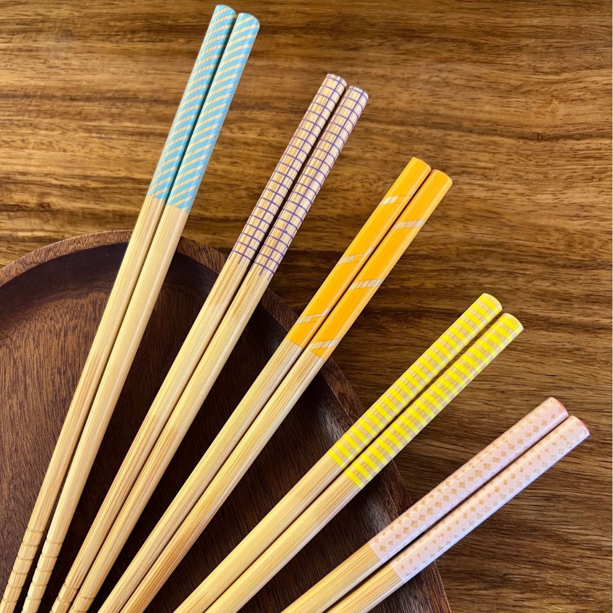 Japanese-style printed chopsticks, rainbow-striped bamboo chopsticks, anti-slip household chopsticks, wholesale chopsticks, new style chopsticks Specification image
