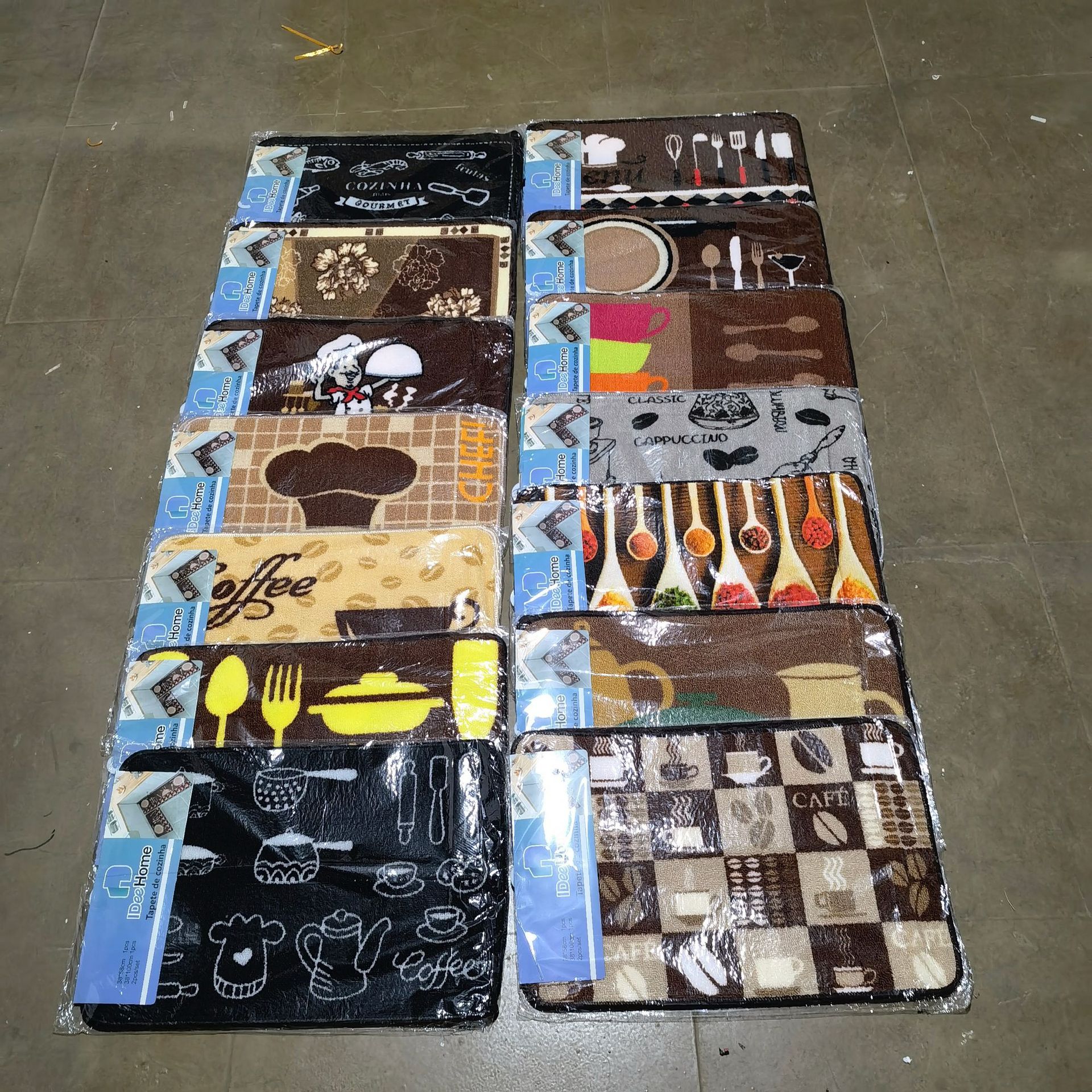 厨房套装圈绒刀锅叉勺图案印花TPR白色底室内脚垫防滑垫地垫门垫