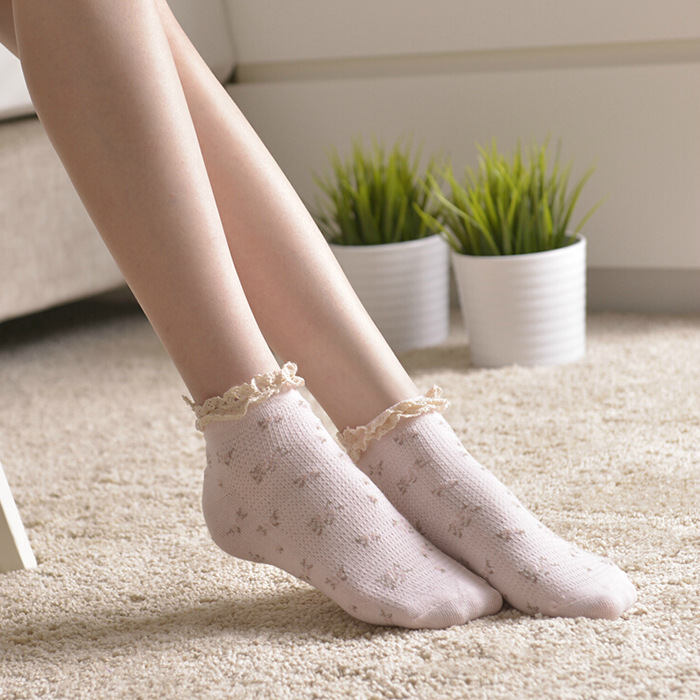 船袜女夏季薄款小碎花蕾丝花边短筒袜日系田园风女棉袜子批发
