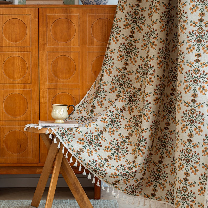 佑卓窗帘美式复古风碎花成品窗帘厨房帘高级感民宿门帘挂帘半遮光