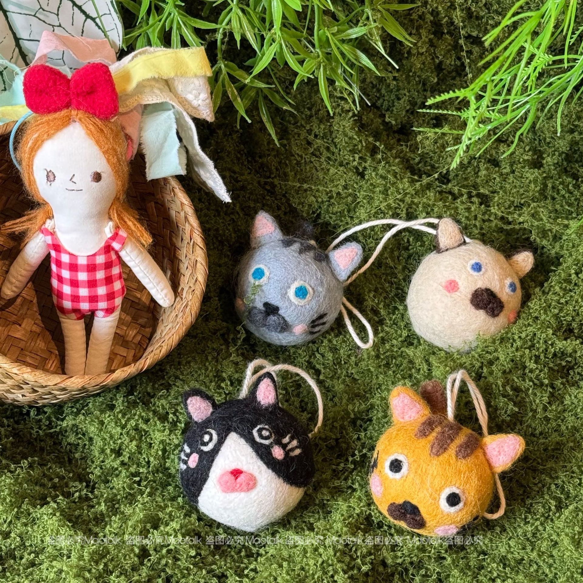 韩系纯手工羊毛毡猫猫头挂件东大门ins风包钥匙扣英短猫挂饰配件