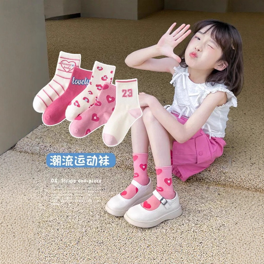 女童袜子春秋款儿童公主中筒袜中大童女孩秋冬季运动棉ins潮袜