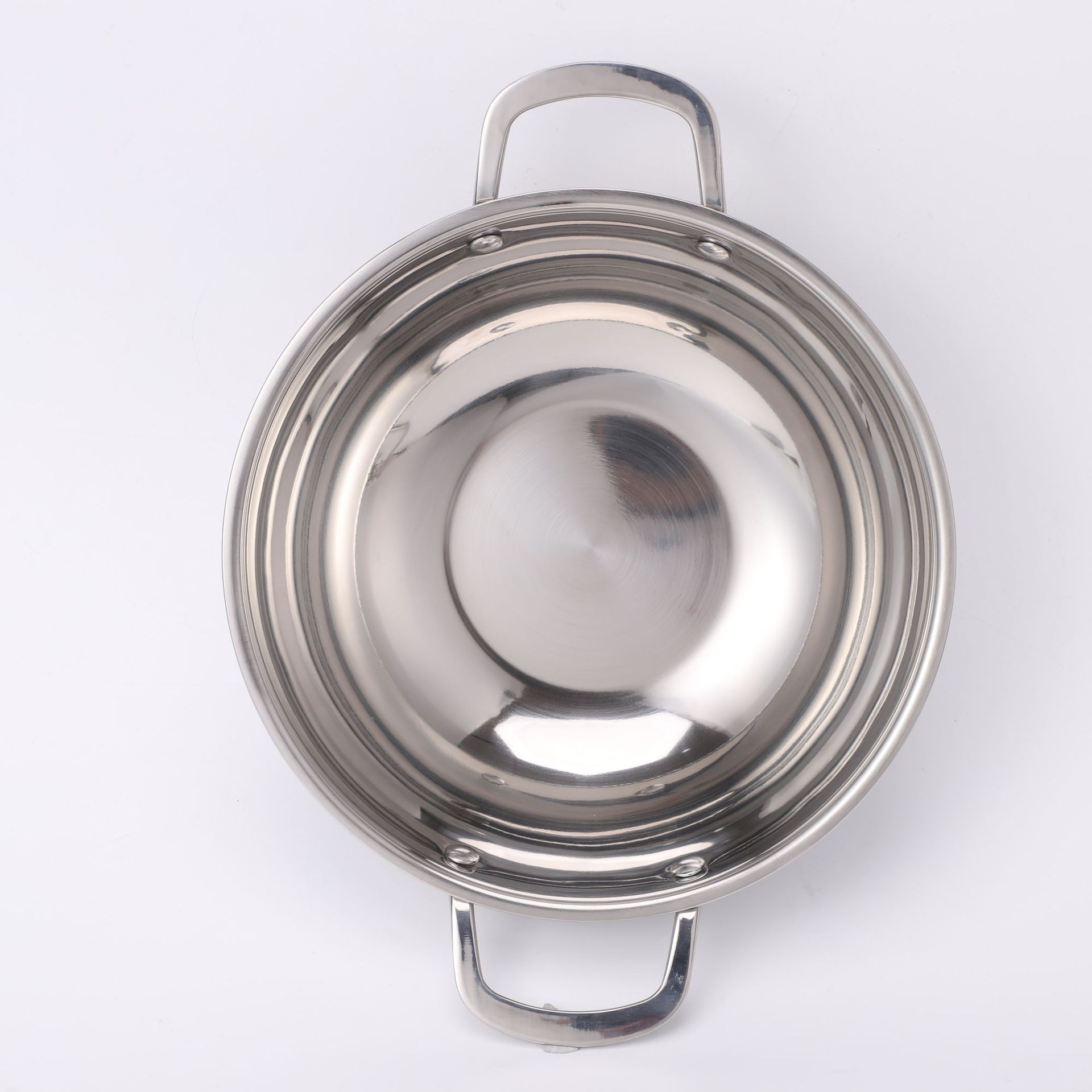 Olla de acero de tres capas olla con horno de alcohol comercial olla pequeña olla doméstica olla de bebé con tapa fondo especial de regalo para ambas orejas details Picture