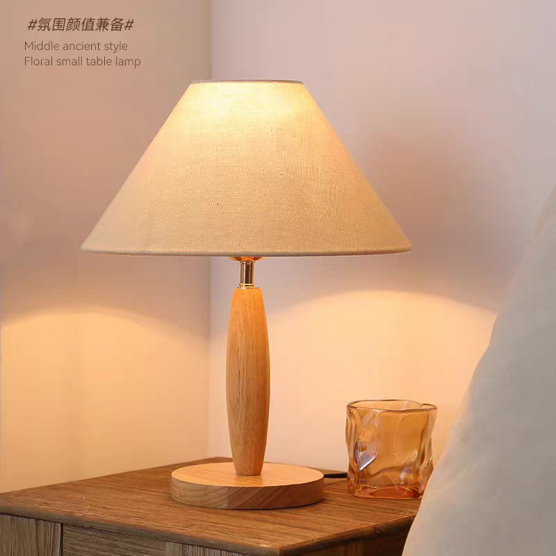 Wedding table lamp, bedside lamp, perpetual lamp, vintage solid wood wedding gift, retro atmosphere, hotel and homestay bedroom table lamp Specification image