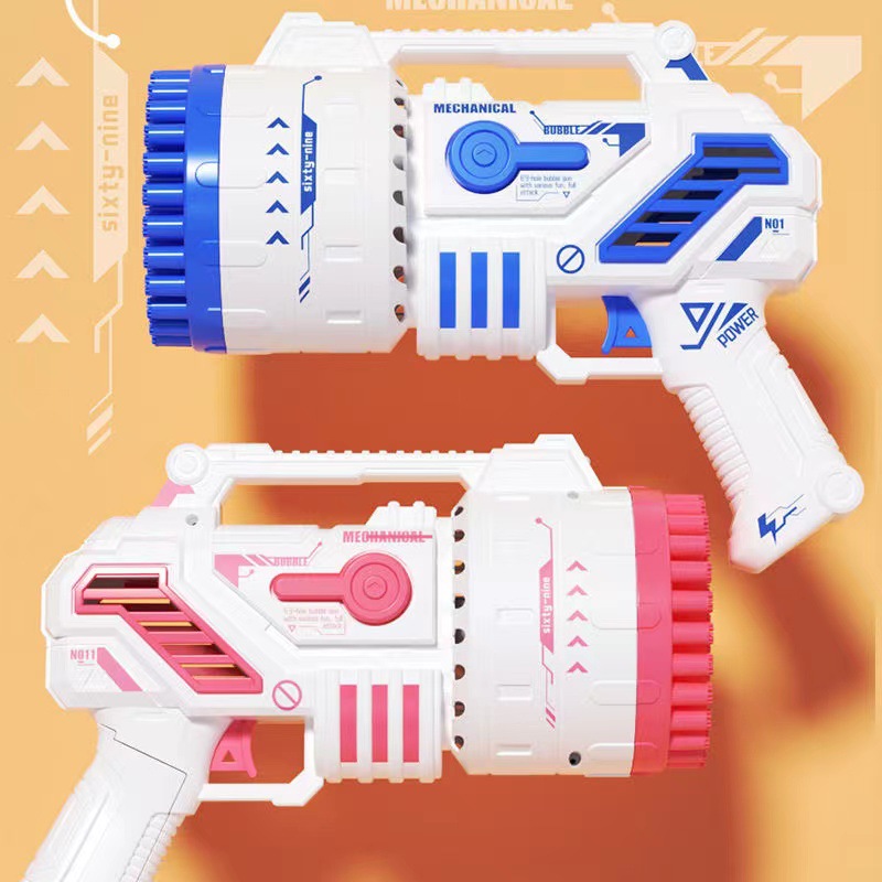 儿童手持泡泡机加特林69孔全自动灯光效火箭筒泡泡枪玩具批发地摊细节图