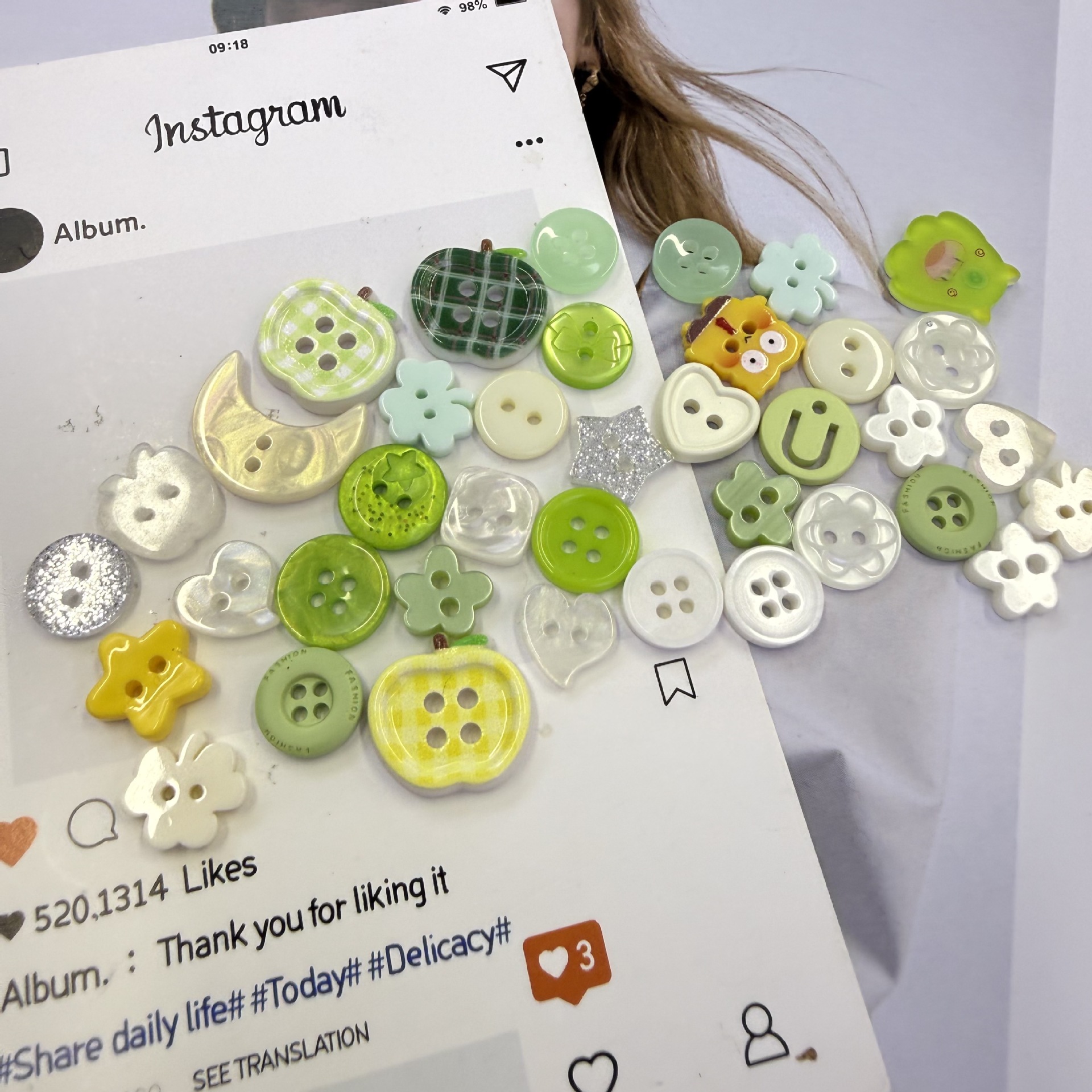 ins Apple Button Mix and Match Collection, painbag materials, diy handmade accessories, Kids' Clothes, handcrafted ledger, doll decorations details Picture