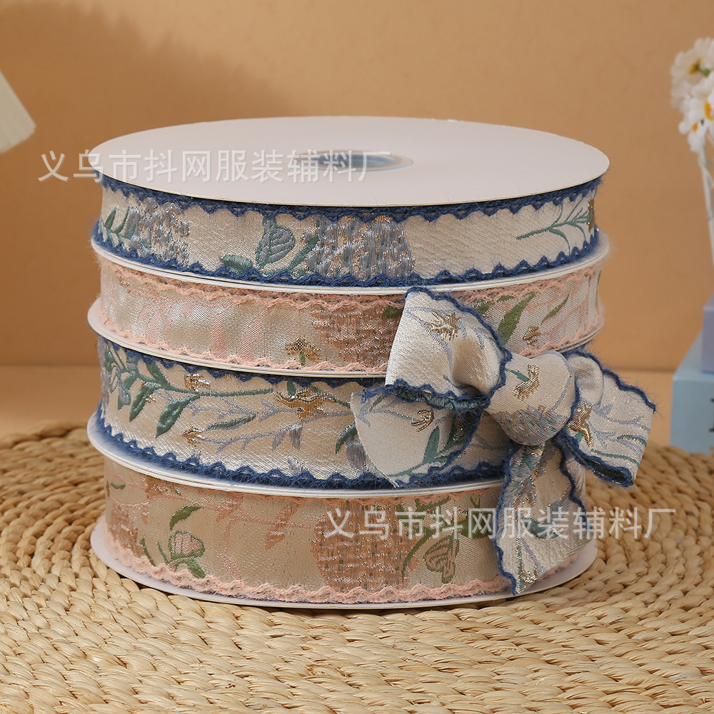 2.5cm--4cm vintage filigrana tridimensional bordado correas florales lazos de bricolaje adornos para el pelo cortinas cintas