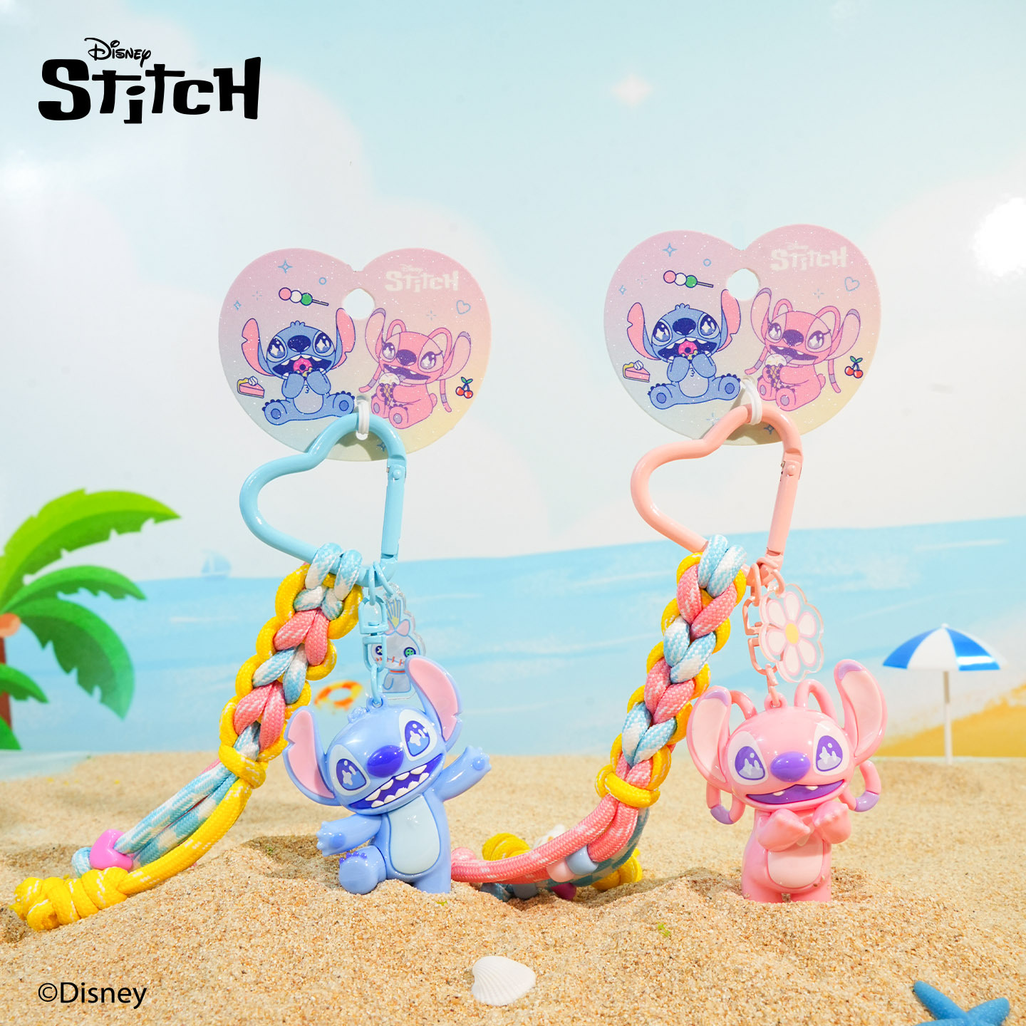 百茂正版史迪奇编织皮绳钥匙扣挂件卡通精致公仔可爱情侣包包挂饰