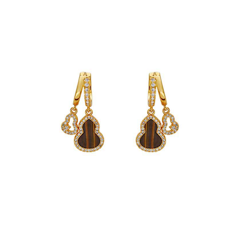 Hyacinth's fashionable and light luxury micro-inlay gourd earrings, a niche design for women, are the latest trendy ear buckles and bestsellers in 2025 Item Picture