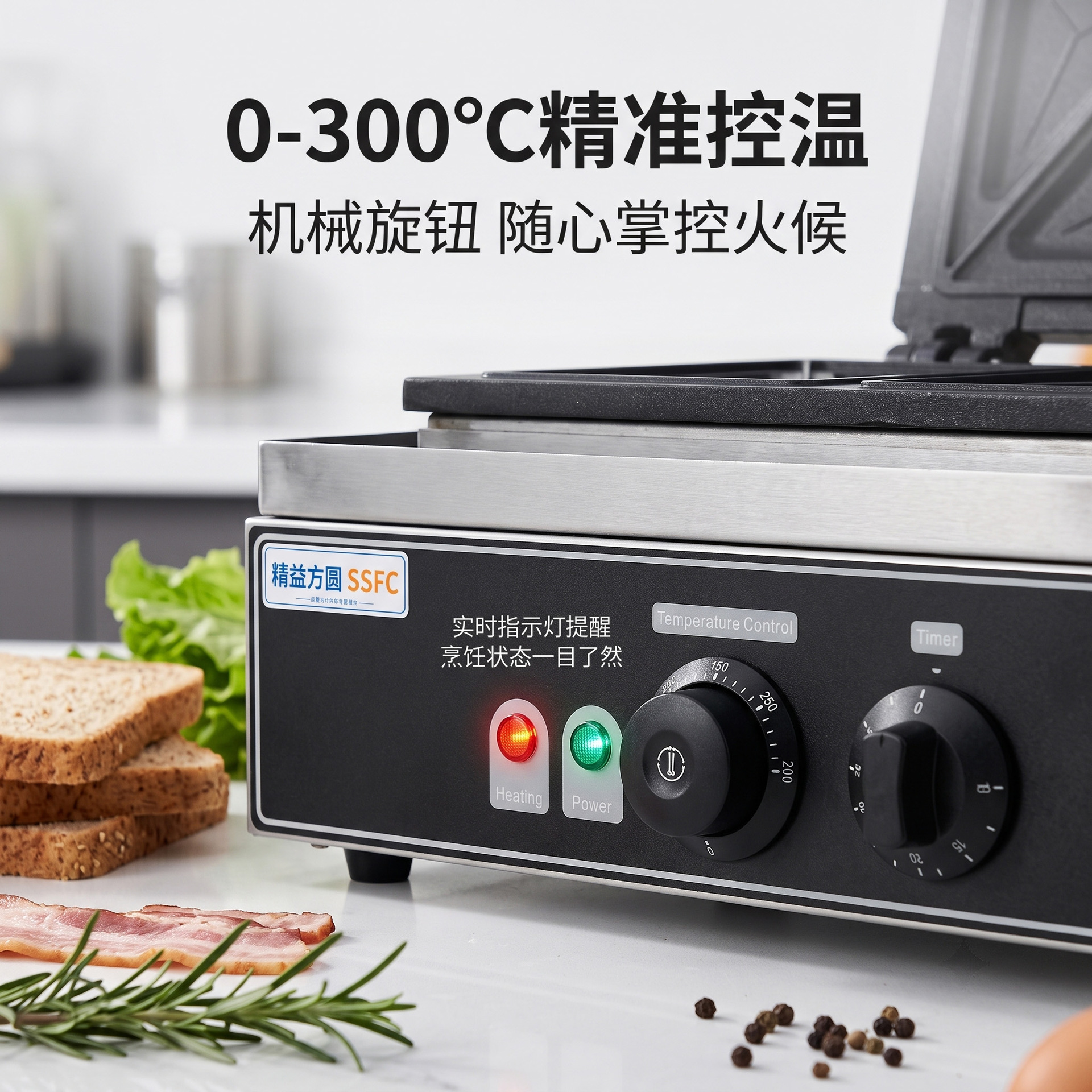 Commercial double-head bursting sandwich machine, non-stick baking tray, precise temperature control, special snack equipment for street vending, direct sales from the manufacturer details Picture