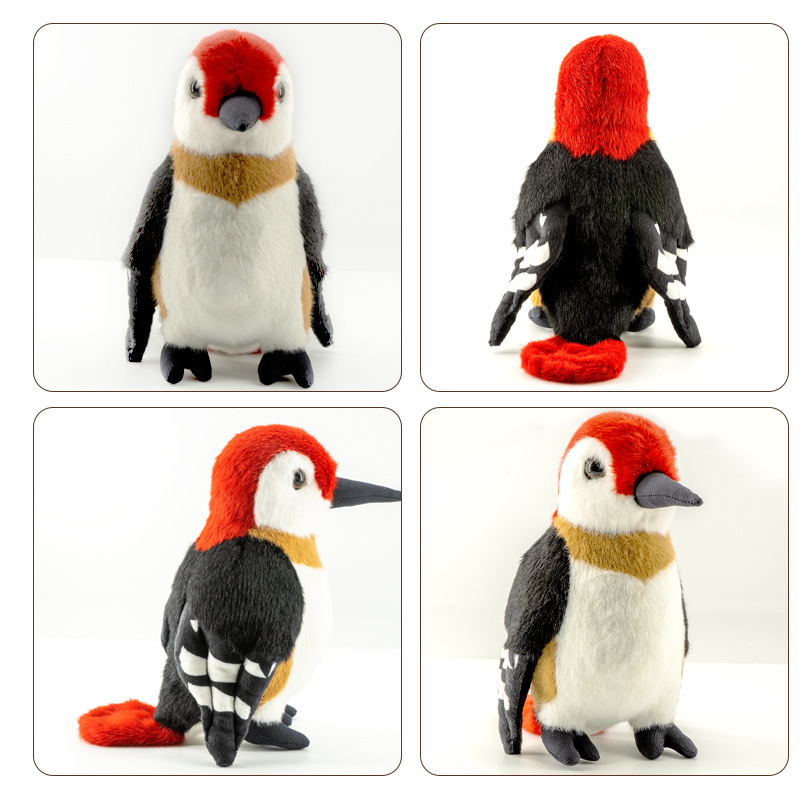 Zoo simulation toys, woodpecker simulation dolls, plush toys, pet dolls are cute, strange and super adorable details Picture