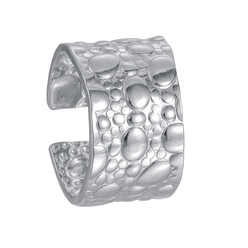Cross-border fashion stainless steel jewelry, niche design geometric shape hydraulic three-dimensional open titanium steel ring Application Scenario
