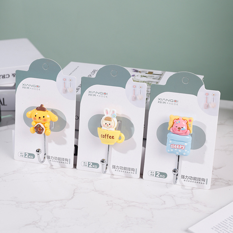 Creative cartoon, cute, strong adhesive key, wall hanging, hanger hook, traceless towel adhesive hook details Picture