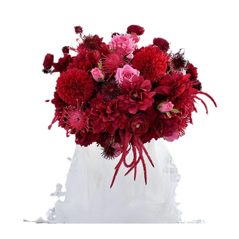 仿真花DIY发饰配件/仿真花/5朵塑膠花/假花/假花批发白底实物图