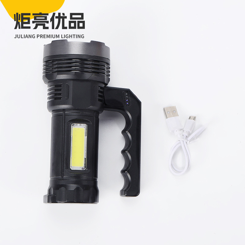 Outdoor focused USB charging flashlight, long-range charging handheld lamp, portable high-power hand-held searchlight 899 flashlight Specification image