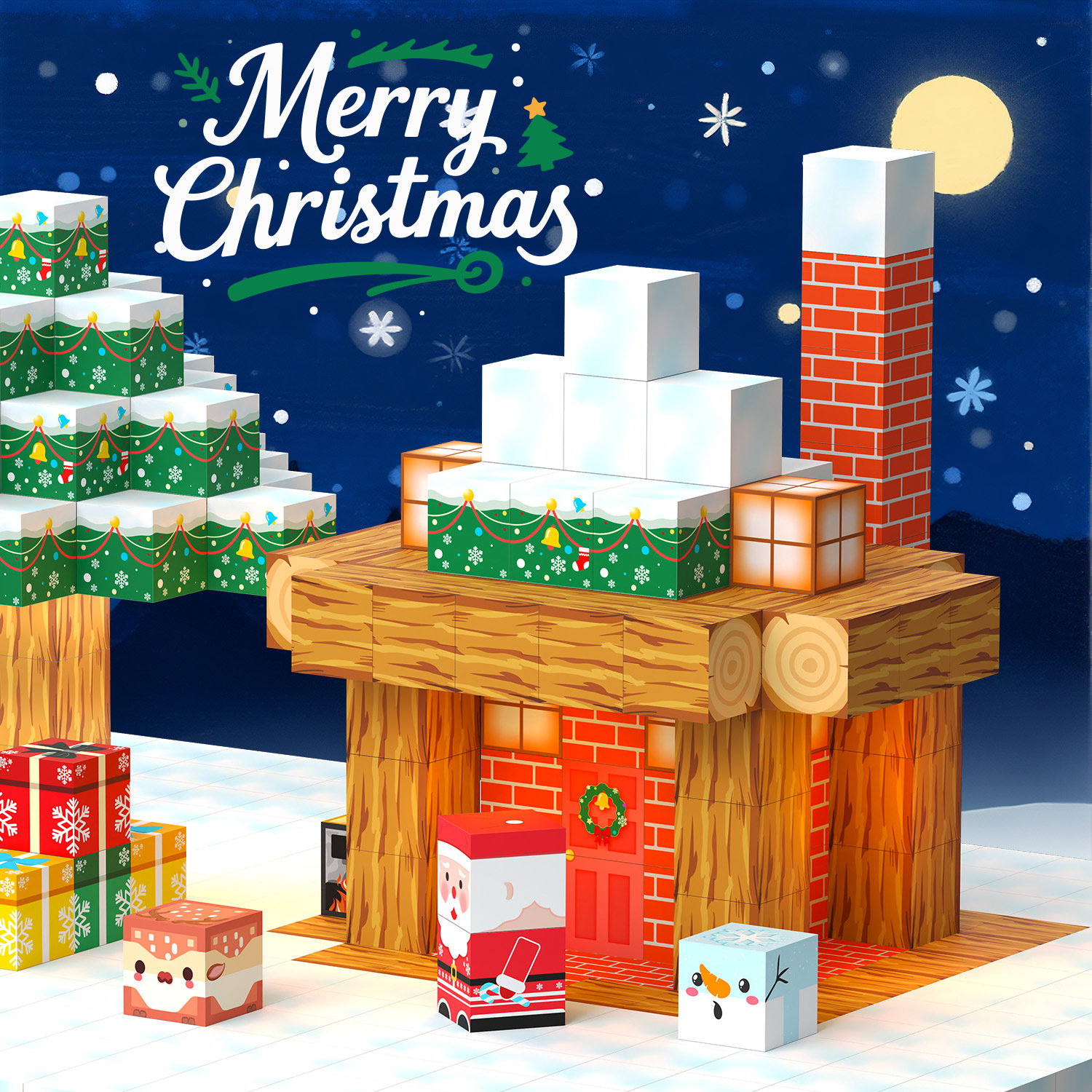 圣诞节派对玩具磁力积木圣诞老人2.4cm/2.0cm磁力方块节日礼品产品图