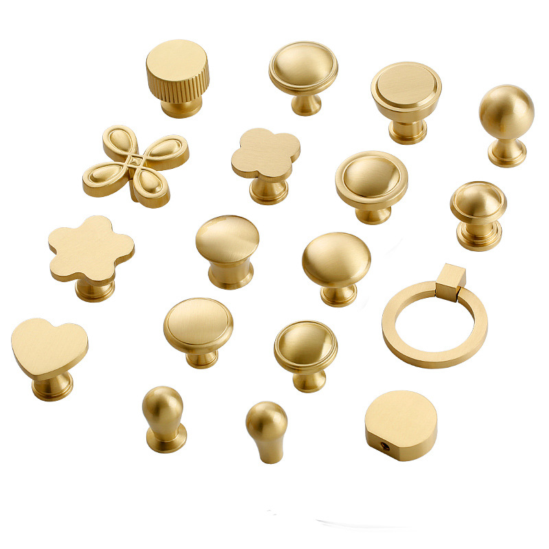 Factory direct sales of Nordic light luxury wardrobe copper single-hole wardrobe door handles, new Chinese-style cabinet drawer brass handles Item Picture