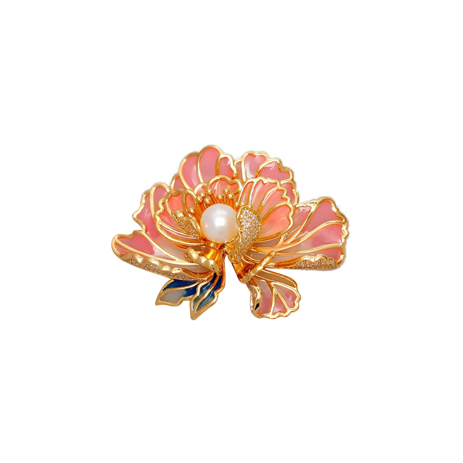 Hyacinth Peony flower brooch for women, elegant and elegant in ancient style, high-end and exquisite new Chinese style pearl accessory Item Picture