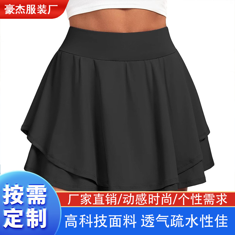 网球裙带口袋短裤运动高尔夫短裙女式高腰跑步健身短裤