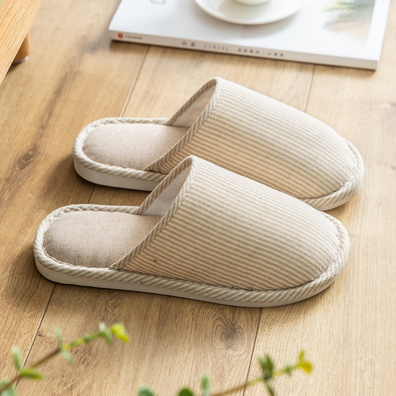 Spring and autumn cotton slippers, four seasons and winter women's indoor cotton and linen anti-slip linen home couple wholesale cotton slippers details Picture