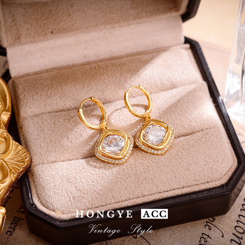 定制 轻奢方形耳环时尚流苏高级感气质法式耳扣时髦温柔简约耳饰