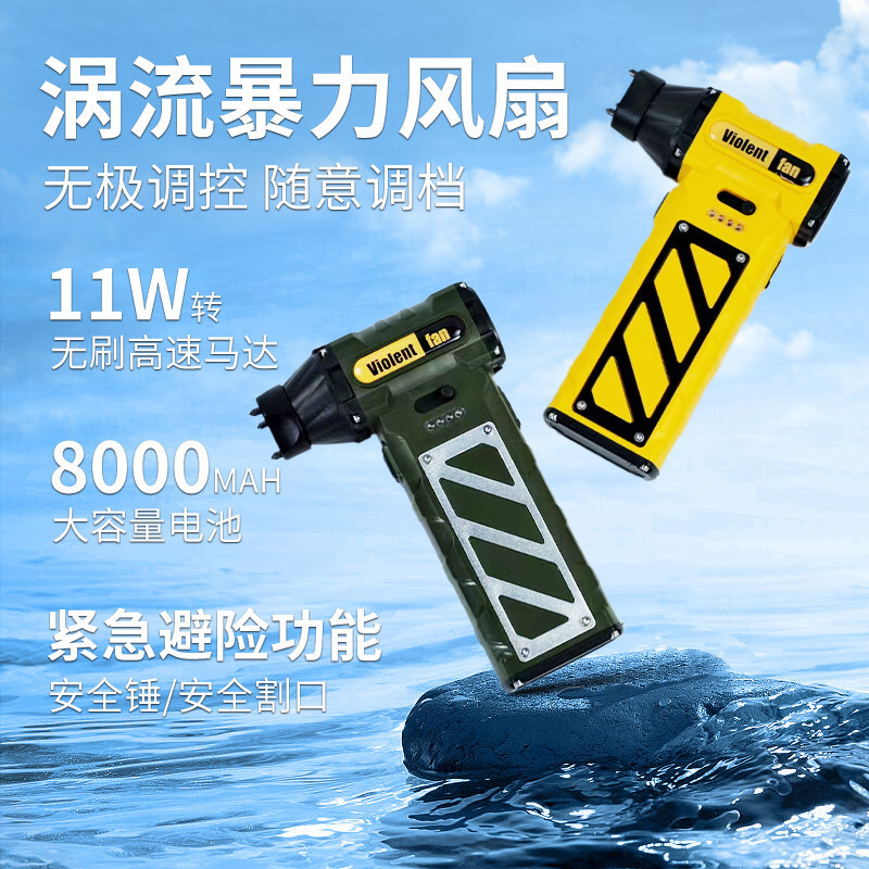 跨境户外手持风扇露营USB无极暴力风扇无刷电机迷你涡轮风扇批发产品图