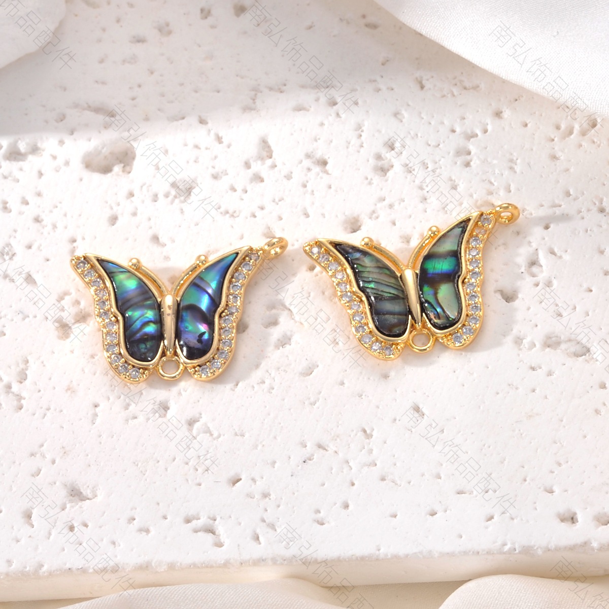 Pearl necklace pendant, copper-plated 18k gold, abalone shell butterfly tag buckle, high-end DIY jewelry accessory details Picture