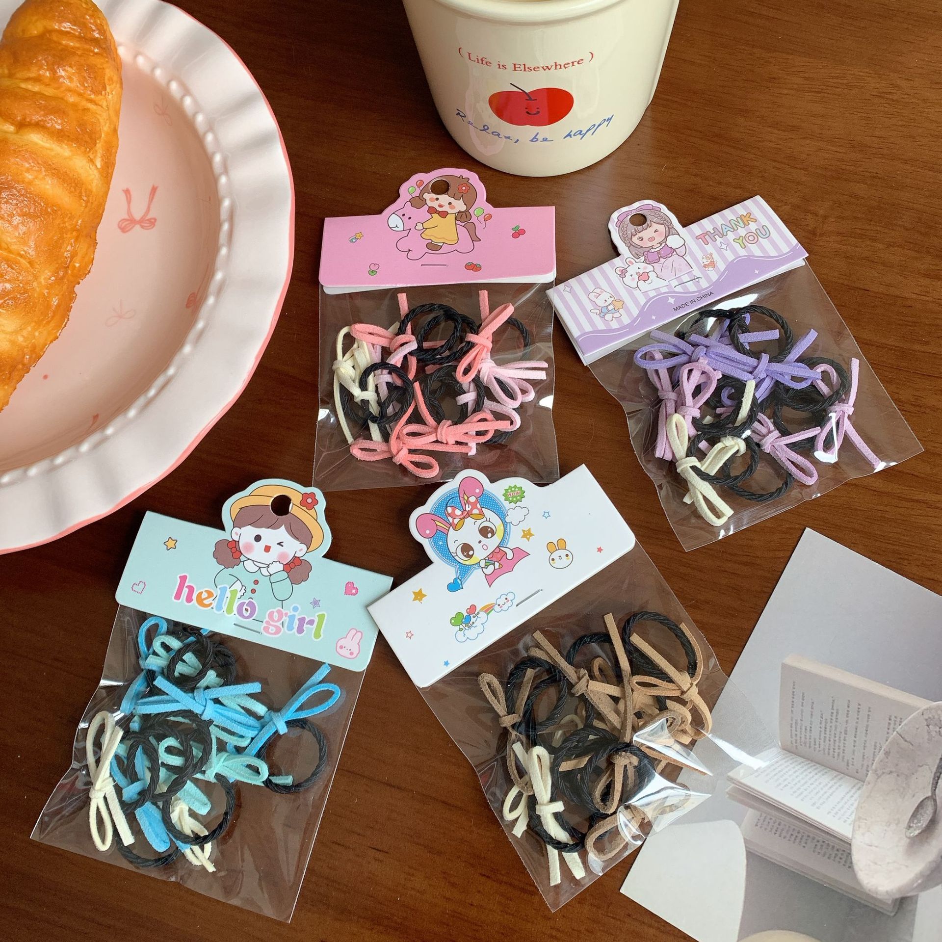 彩色小号蝴蝶结发圈女童发绳红色皮筋女儿童新年头饰宝宝头绳头饰细节图