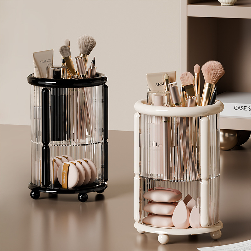 Self-designed light luxury minimalist makeup brush storage cylinder, cross-border dressing table desktop eyebrow pencil brush storage rack details Picture