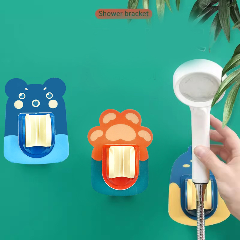 The cartoon version of the showerhead bracket, the no-drilling fixed base, the adjustable lotus pod, and the bottom of the shower head for the bathroom