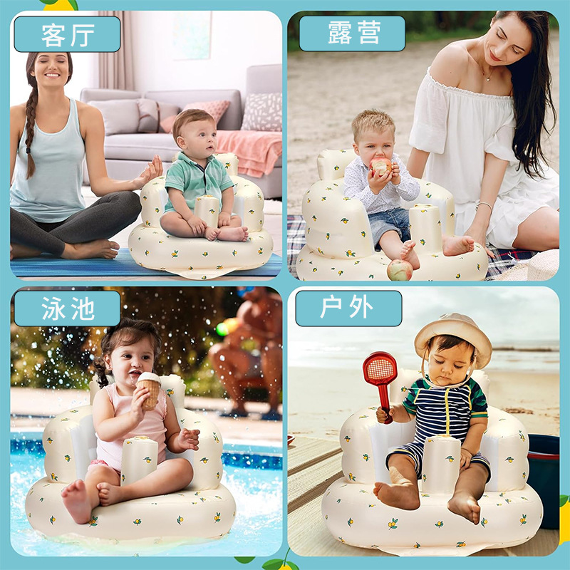 In stock, there are inflatable baby sitting chairs, children's small sofas, baby sitting gadgets, and wear-resistant pvc dining tables and chairs for both men and women details Picture
