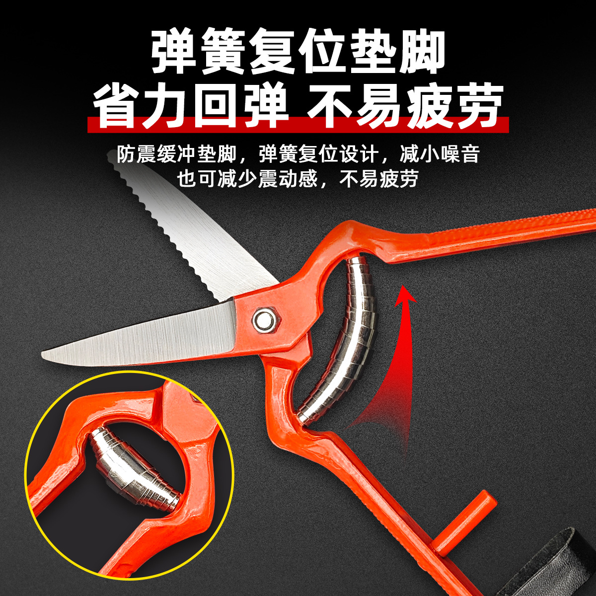 Anti-slip forged flower stalk shears, garden pruning shears, garden and horticultural shears, orchard powder-coated fruit branch shears, branch shears details Picture