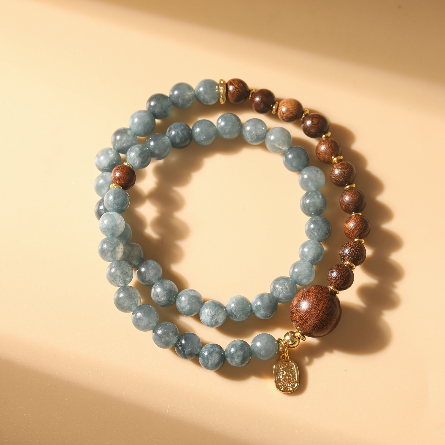Natural verde sándalo calcedonia mano pincho estilo nacional estilo chino pulsera de doble círculo daji etiqueta de colgantes para mujeres de alto nivel sentido accesorios Specification image