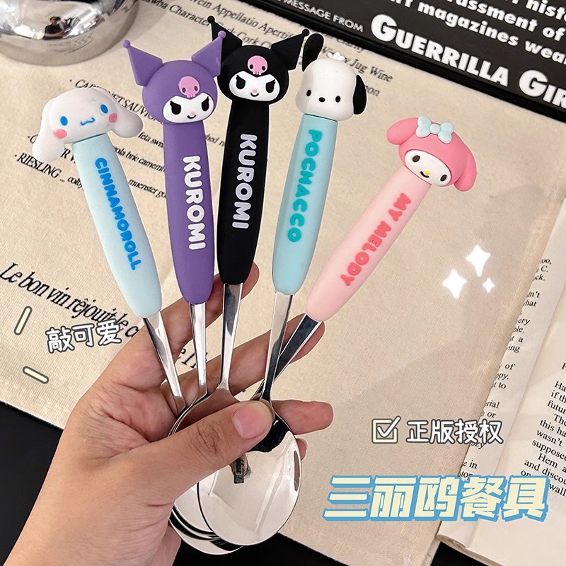 三丽鸥便携304不锈钢筷餐具套盒可爱儿童学生勺子筷子一套高颜值细节图