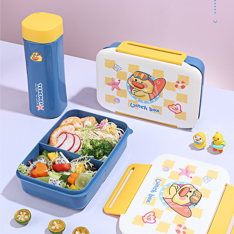 Lunch box and water cup set, specially designed for primary and secondary school students, sealed and compartments lunch box, can be heated in the microwave, leak-proof lunch box