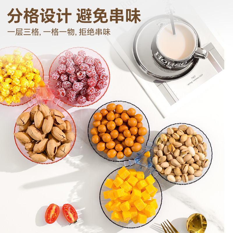 Fruit plate box, melon and fruit plate, popular light luxury home living room coffee table, dried fruits, snacks, melon seeds, candies, gift display, plastic box Application Scenario