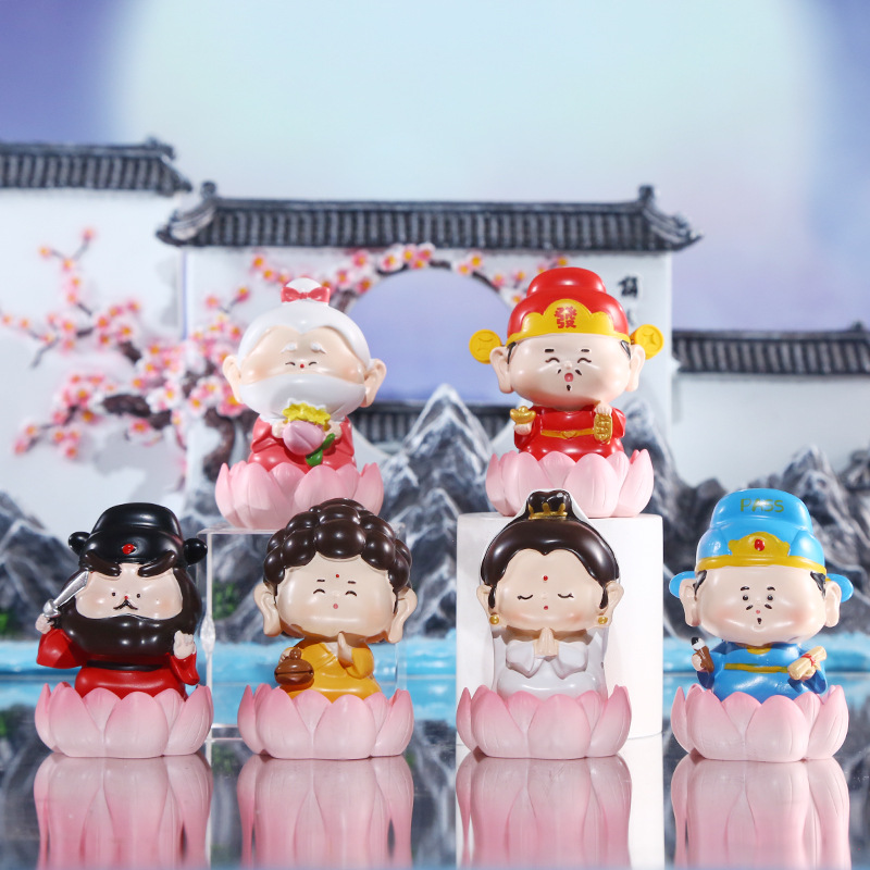 小仙家桌面家居财神佛祖观音摆件玩偶创意q版可爱树脂工艺品礼物