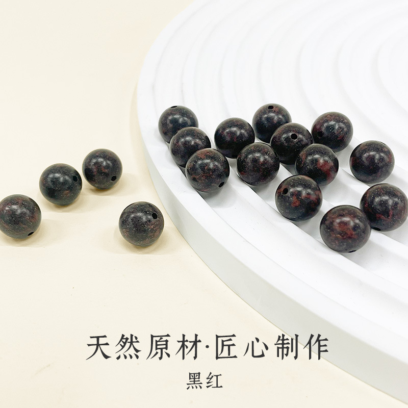 Live-streaming bestsellers: Black and red dual-color natural incense beads and loose beads for DIY traditional Chinese medicine cultural play bracelets, wholesale of incense beads in multiple specifications Specification image