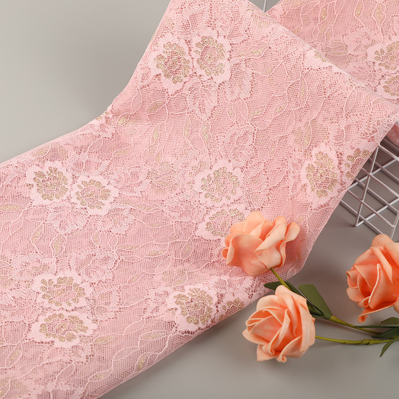 牡丹花金线蕾丝面料涤纶无弹蕾丝布料童装舞蹈服蕾丝辅料多色细节图