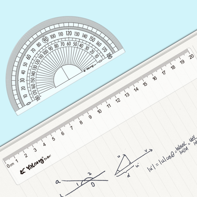 Yalong Cross-border Hardcover Rulers, school supplies wholesale geometric rulers, 20 cm plastic multi-size ruler sets Specification image