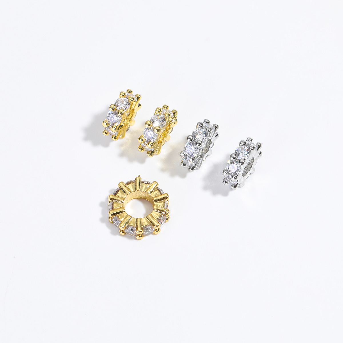 Bolso 18K color de oro micro zirconia incrustado agujeros grandes taladrado bucle partidor de perlas bricolaje accesorios rueda de perlas partidor de perlas materiales Item Picture