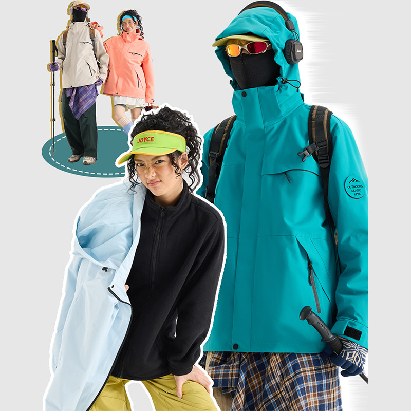 骆陀同款冲锋衣女户外登山服抓绒内胆防风防水三合一外套男定制产品图