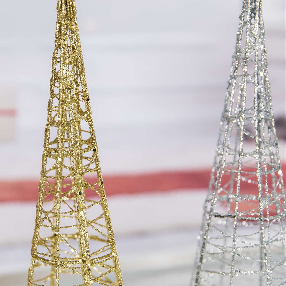Cross-border Christmas ornaments with lights, led Christmas tree decorations, holiday Christmas supplies, gold powder luminous decorations Specification image