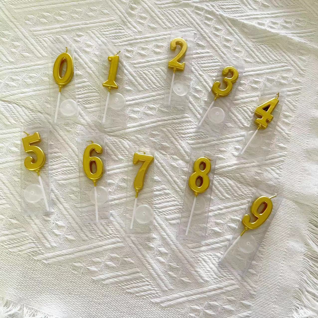 PVC box-packed candles with gilded numbers 0-9, birthday candles, cake decoration plugins, birthday party baking supplies Application Scenario