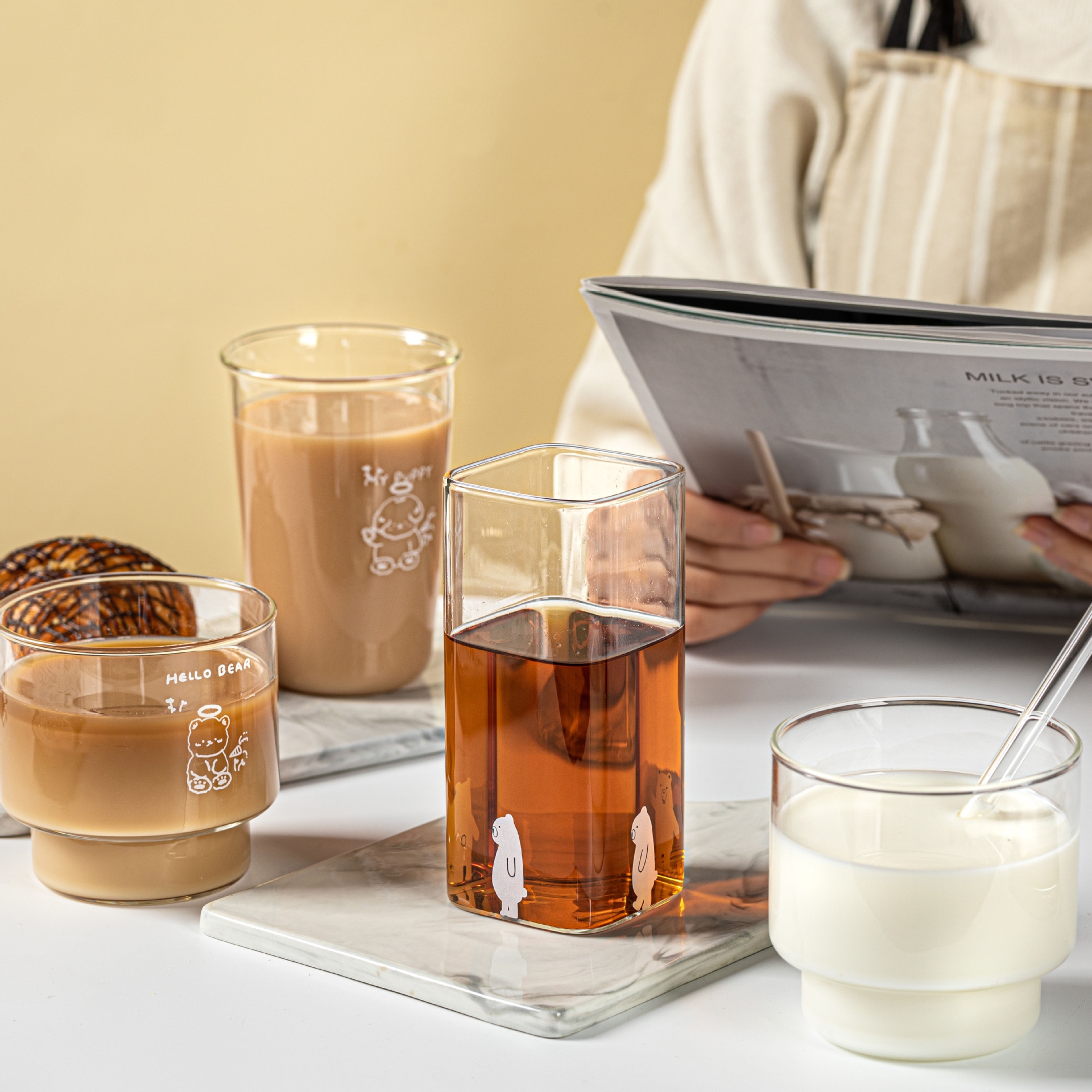 Influencers ins copas de viento dibujos animados adorables hogar alto nivel de apariencia tazas de café oficina pareja beber taza de leche Application Scenario