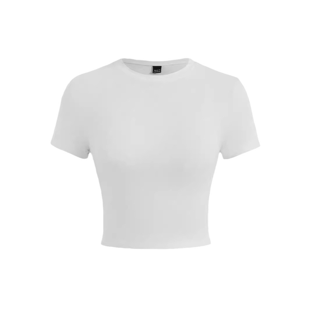 2026 European and American cross-border Summer new tight round-neck top, short sexy casual short-sleeved T-shirt top Item Picture