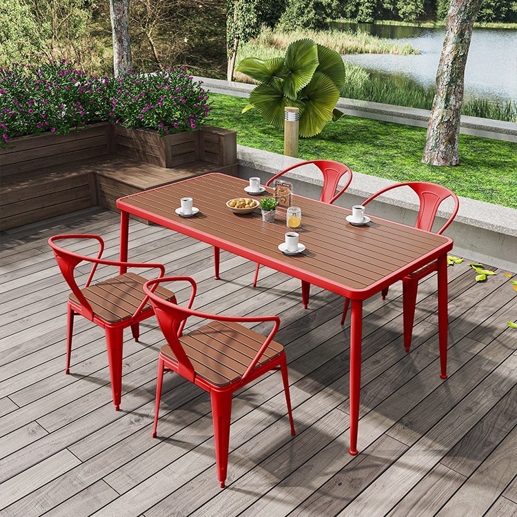 户外花园阳台防水防晒防腐木彩色桌椅室外塑木露天台庭院休闲桌椅详情图4
