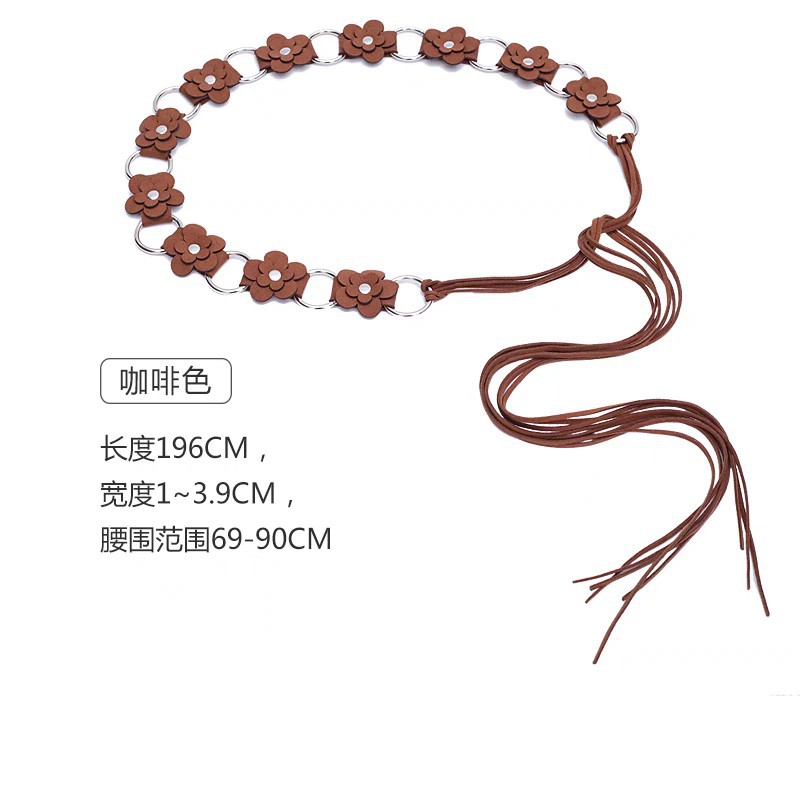 Bohemian ethnic style retro fashion trendy new peach blossom waist chain women's dress pants design sense waist rope Specification image