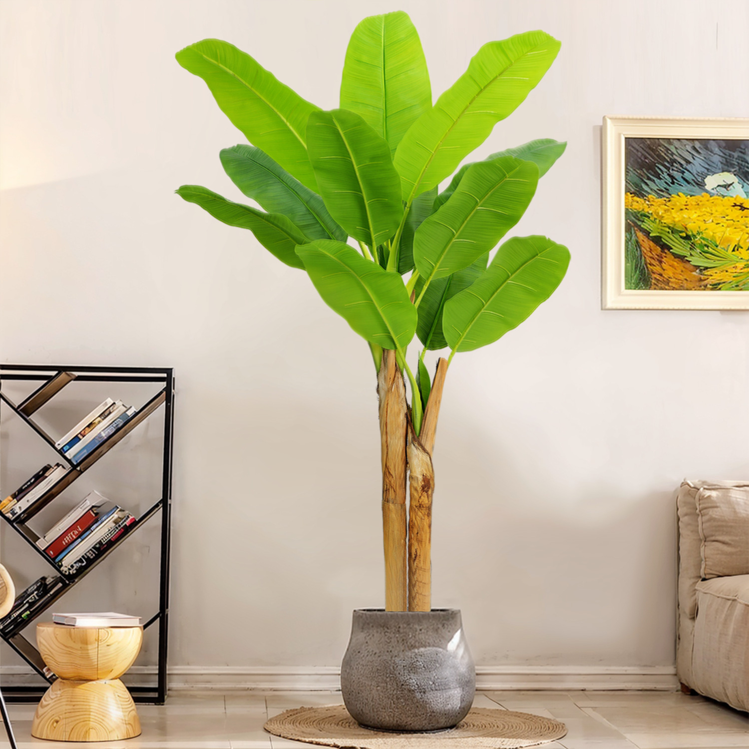 Wholesale of large-scale artificial plants, such as banana tree potted plants, indoor display Windows, floor-to-ceiling decoration, tropical green plants, and banana tree bonsai