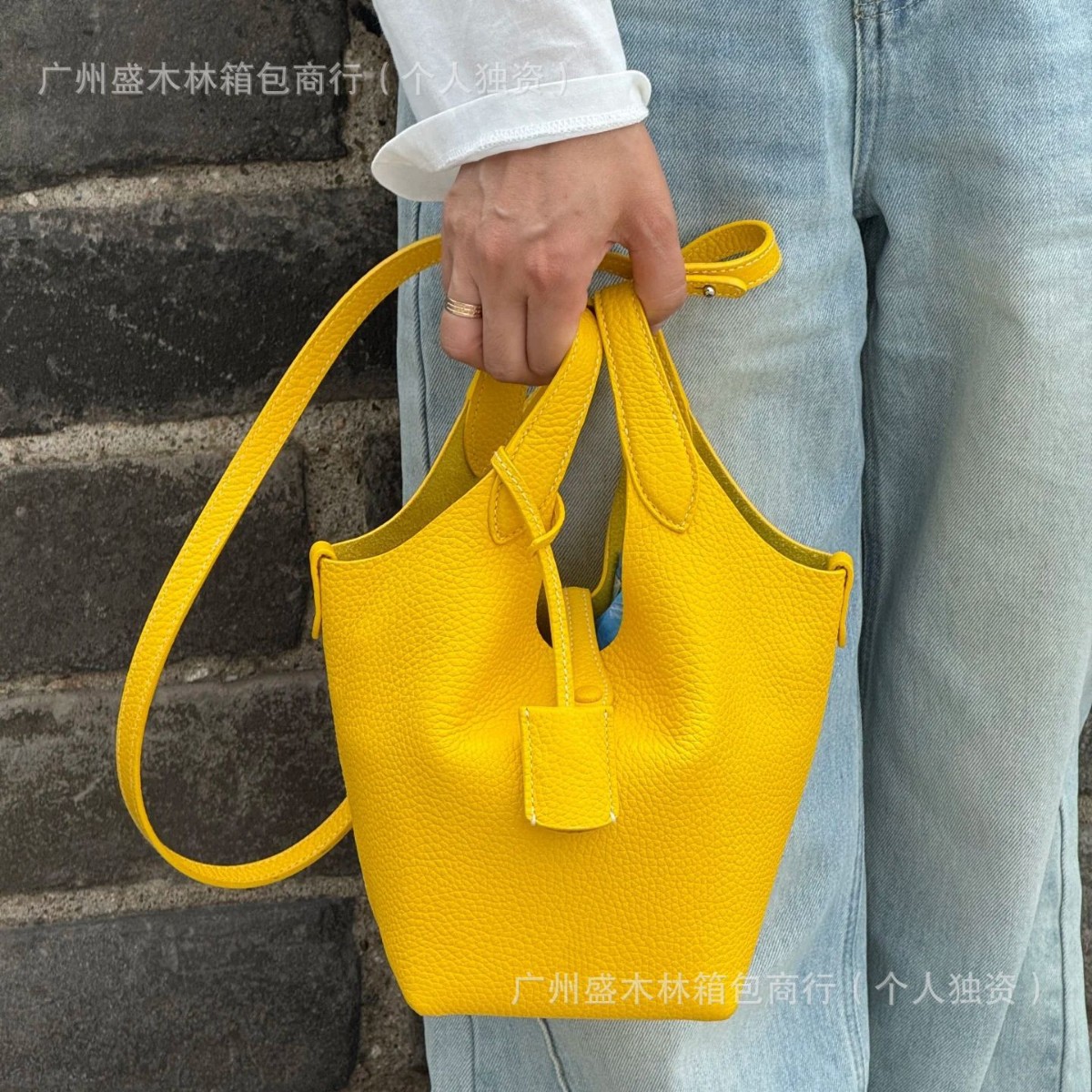 跨境2025拉夫菜篮子老钱风桶包头层牛皮手提单肩斜挎女包【对版】